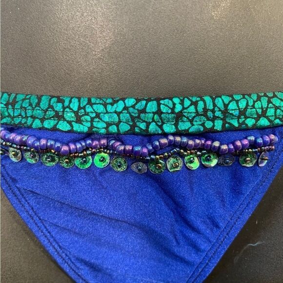 Veve Handmade Custom Blue/Green Beaded Mermaid Bikini Set Custom Mermaid Bikini - Picture 3 of 13